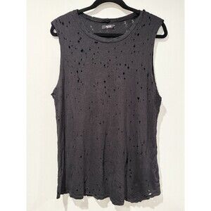 Michael Lauren Top Womens XS Black Distressed Holes Punk Grunge Skater Goth